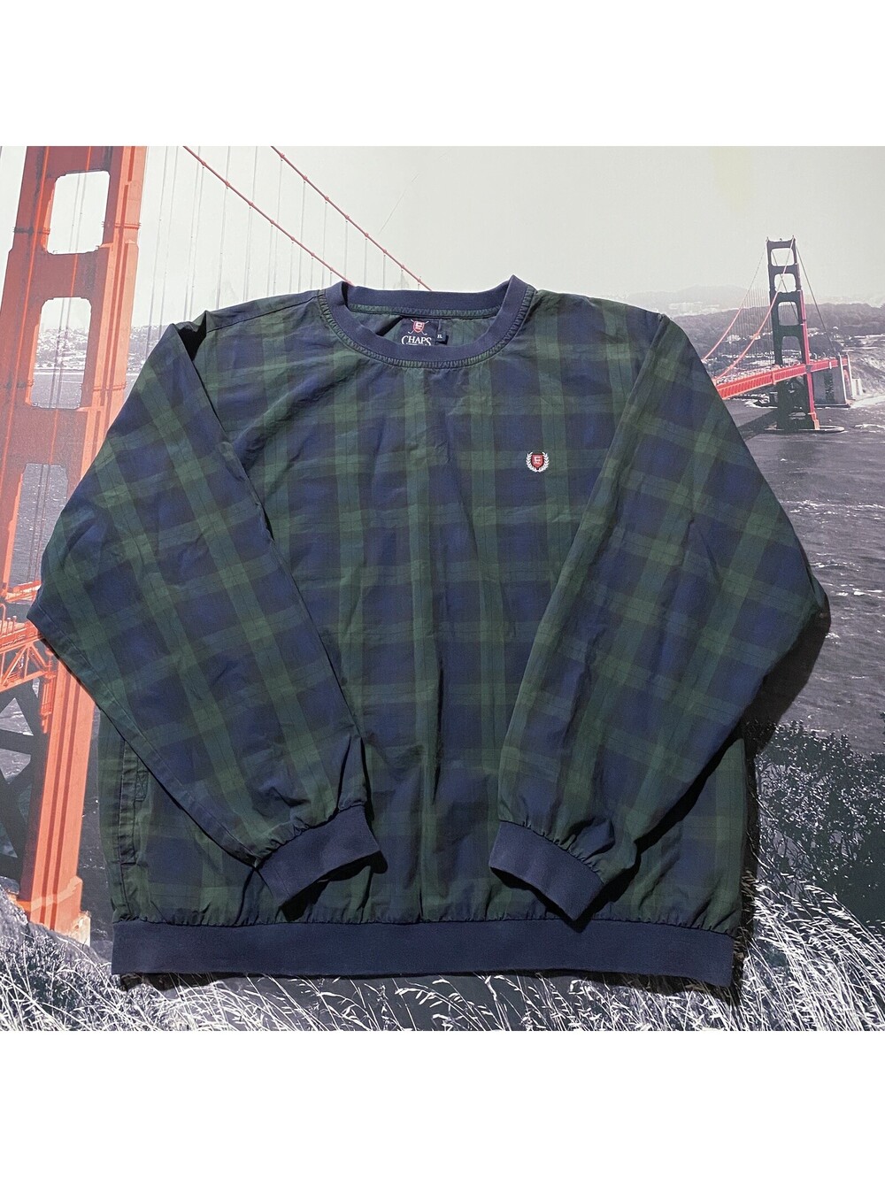 VTG 90s Y2K Chaps Ralph Lauren Mens XL Plaid Windbreaker Jacket Golfer Pullover